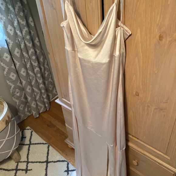 Lulus Moment in the Spotlight Champagne Cowl neck dress - Picture 5 of 10